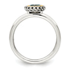 Shey Couture Sterling Silver with 14K Accent Antiqued Round Blue Topaz Ring