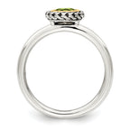 Shey Couture Sterling Silver with 14K Accent Antiqued Round Bezel Peridot Ring