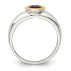 Shey Couture Sterling Silver Rhodium-plated with 14K Accent Oval Bezel Rhodolite Garnet Oval Ring
