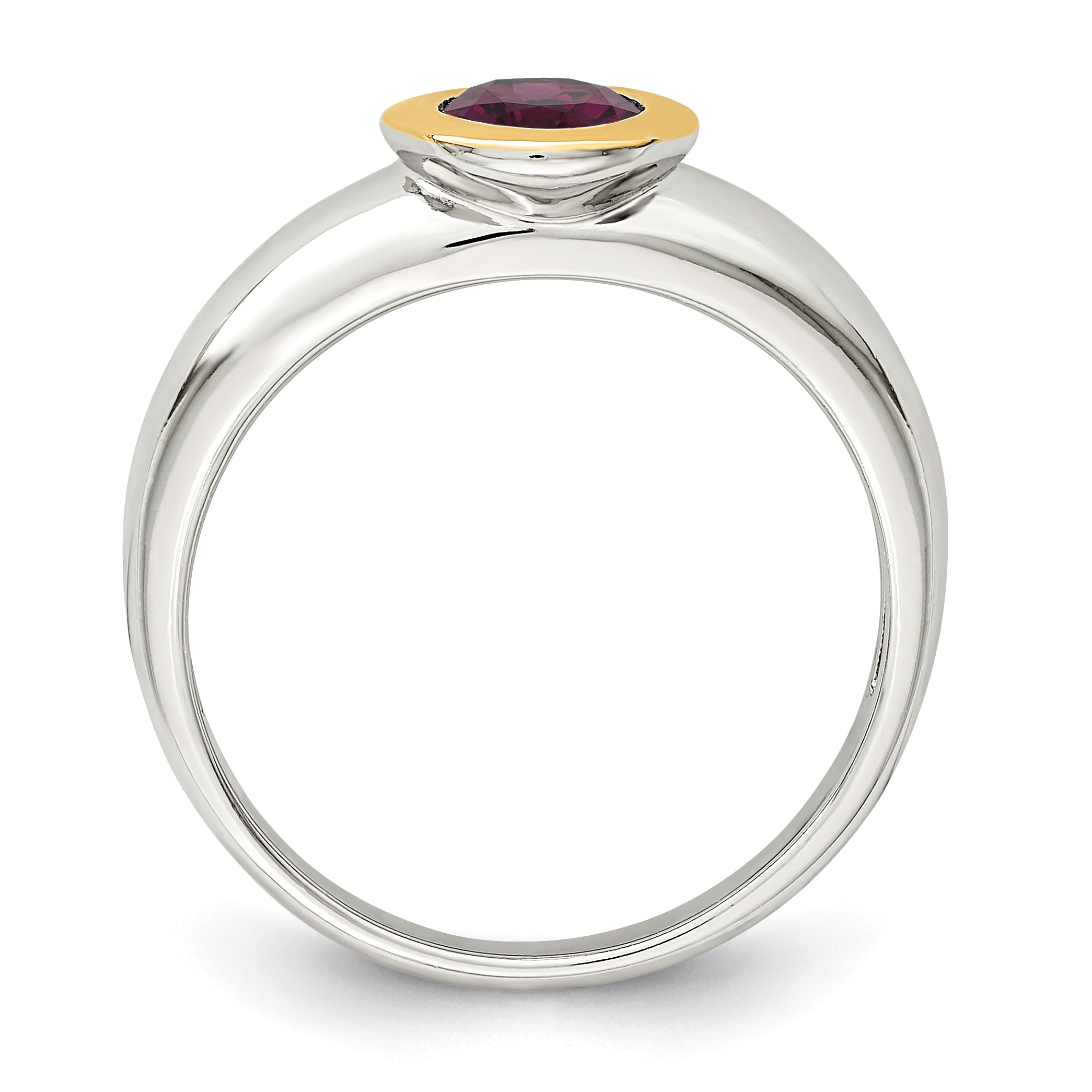 Shey Couture Sterling Silver Rhodium-plated with 14K Accent Oval Bezel Rhodolite Garnet Oval Ring