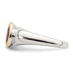 Shey Couture Sterling Silver Rhodium-plated with 14K Accent Oval Bezel Rhodolite Garnet Oval Ring
