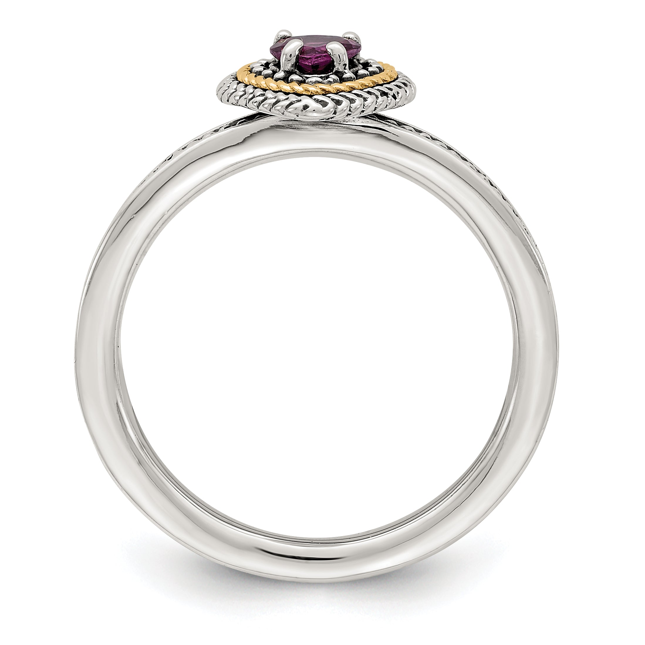 Shey Couture Sterling Silver with 14K Accent Antiqued Rhodium-Plated Rhodolite Garnet Heart Ring Secondary image