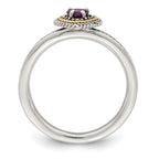 Shey Couture Sterling Silver with 14K Accent Antiqued Rhodium-Plated Rhodolite Garnet Heart Ring