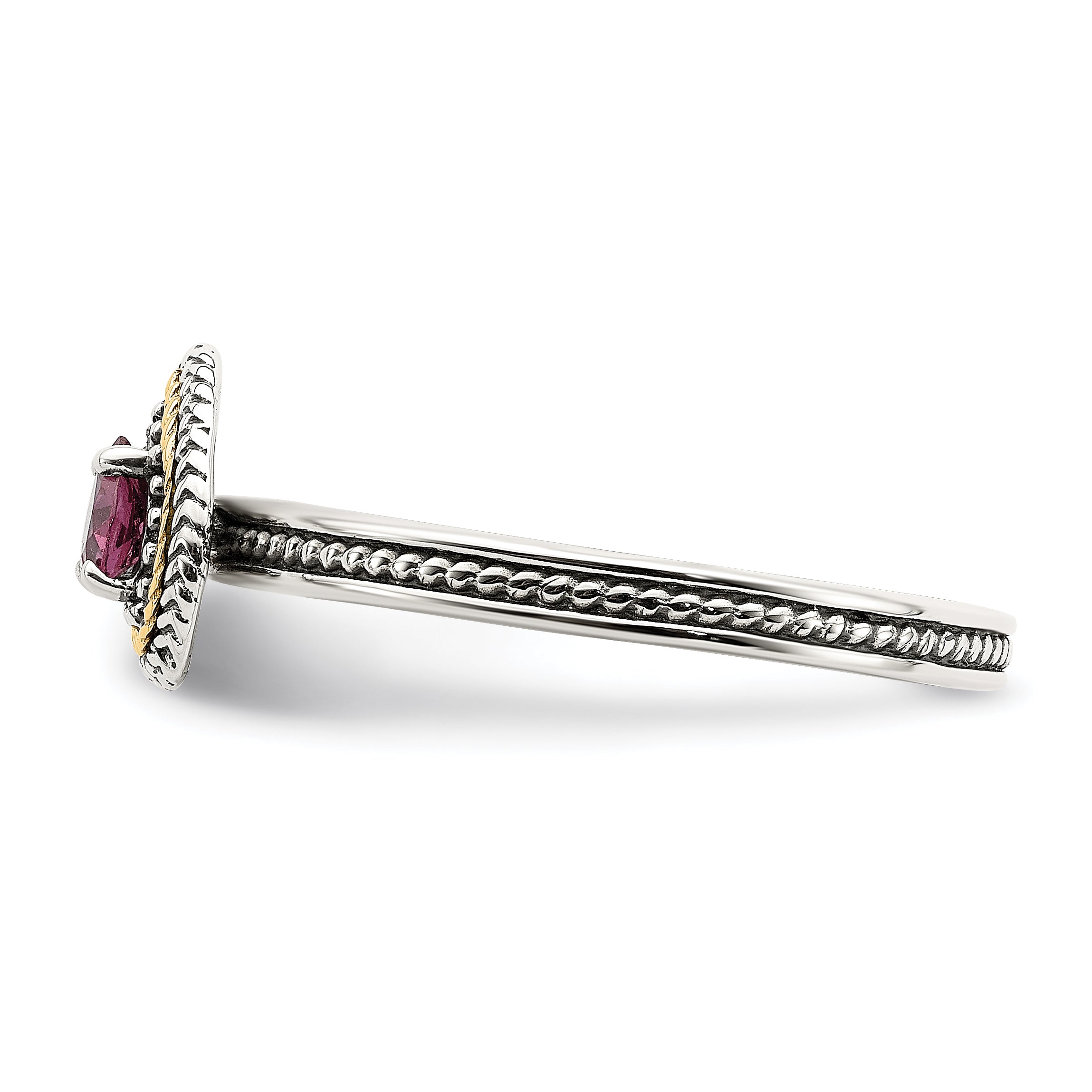 Shey Couture Sterling Silver with 14K Accent Antiqued Rhodium-Plated Rhodolite Garnet Heart Ring
