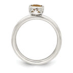 Shey Couture Sterling Silver Rhodium-Plated with 14k Accent Polished Cushion-cut Citrine Ring