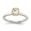 Shey Couture Sterling Silver Rhodium-plated with 14K Accent Polished Cushion-cut White Topaz Ring