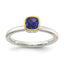 Shey Couture Sterling Silver Rhodium-plated with 14K Accent Polished Cushion-cut Created Sapphire Ring