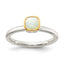 Shey Couture Sterling Silver Rhodium-plated with 14K Accent Polished Cushion-cut Milky Opal Ring