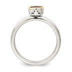 Shey Couture Sterling Silver Rhodium-plated with 14K Accent Polished Cushion-cut Garnet Ring