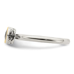 Shey Couture Sterling Silver Rhodium-plated with 14K Accent Polished Cushion-cut Garnet Ring