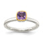 Shey Couture Sterling Silver Rhodium-plated with 14K Accent Polished Cushion-cut Amethyst Ring