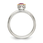 Shey Couture Sterling Silver Rhodium-Plated with 14K Accent Polished Cushion-cut Rhodium-Plated Rhodolite Garnet Ring