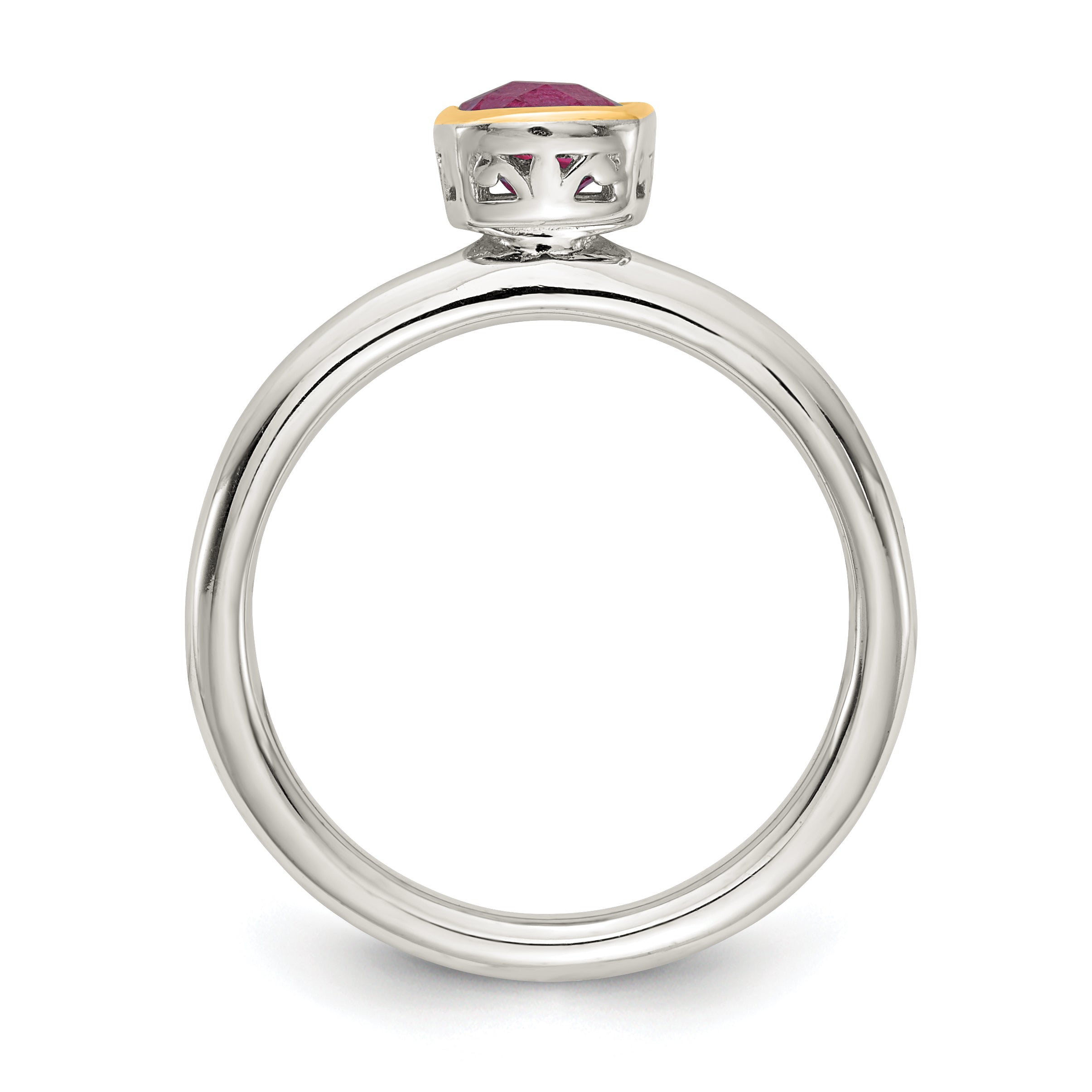Shey Couture Sterling Silver Rhodium-Plated with 14K Accent Polished Cushion-cut Rhodium-Plated Rhodolite Garnet Ring