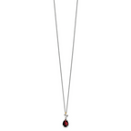 Shey Couture Sterling Silver with 14K Accent 18 Inch Antiqued Leaves with Pear Shaped Checkerboard Garnet Necklace with 2 Inch Extender