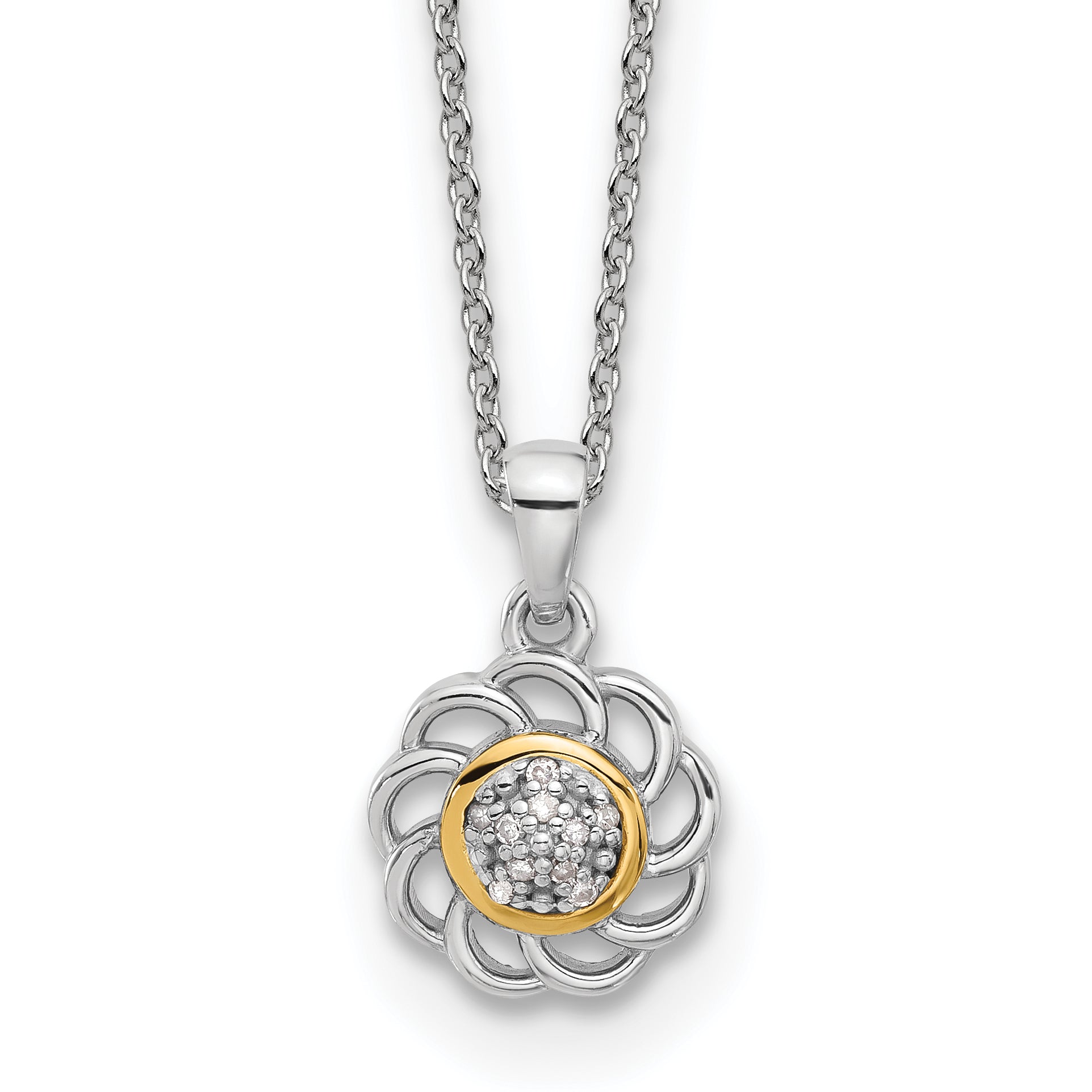 Shey Couture Sterling Silver Rhodium-Rhodium-Plated with 14K Accent Diamond 18 inch Necklace