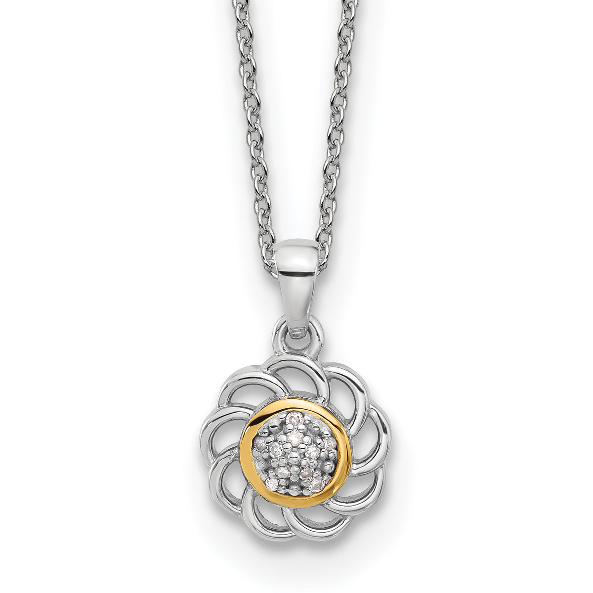 Shey Couture Sterling Silver Rhodium-Rhodium-Plated with 14K Accent Diamond 18 inch Necklace