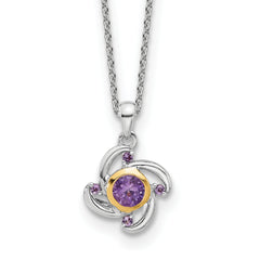 Shey Couture Sterling Silver Rhodium-Rhodium-Plated with 14K Accent .55Amethyst and .06Pink Quartz 18 inch Necklace