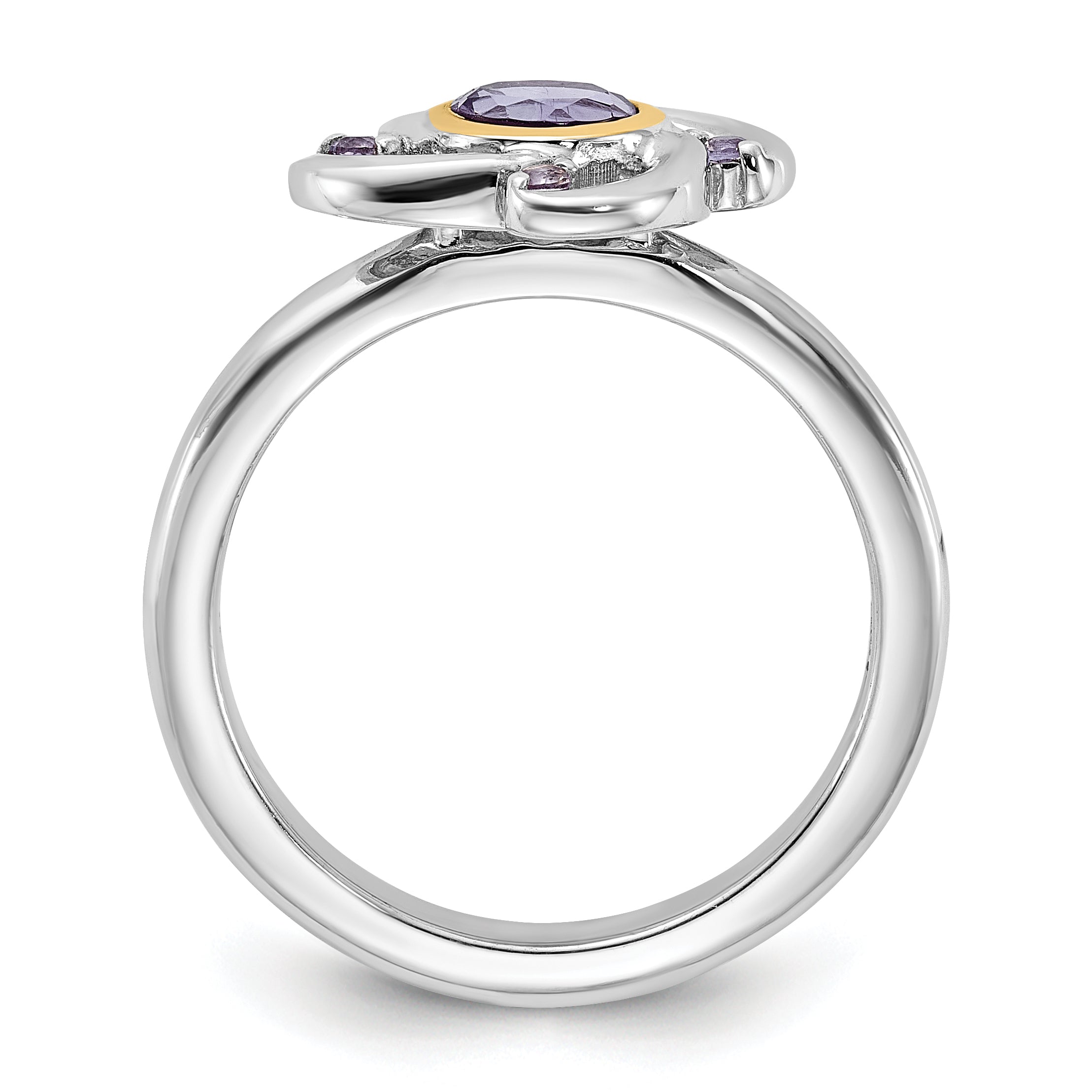 Shey Couture Sterling Silver Rhodium-plated with 14k Accent Amethyst and Pink Quartz Ring Secondary image
