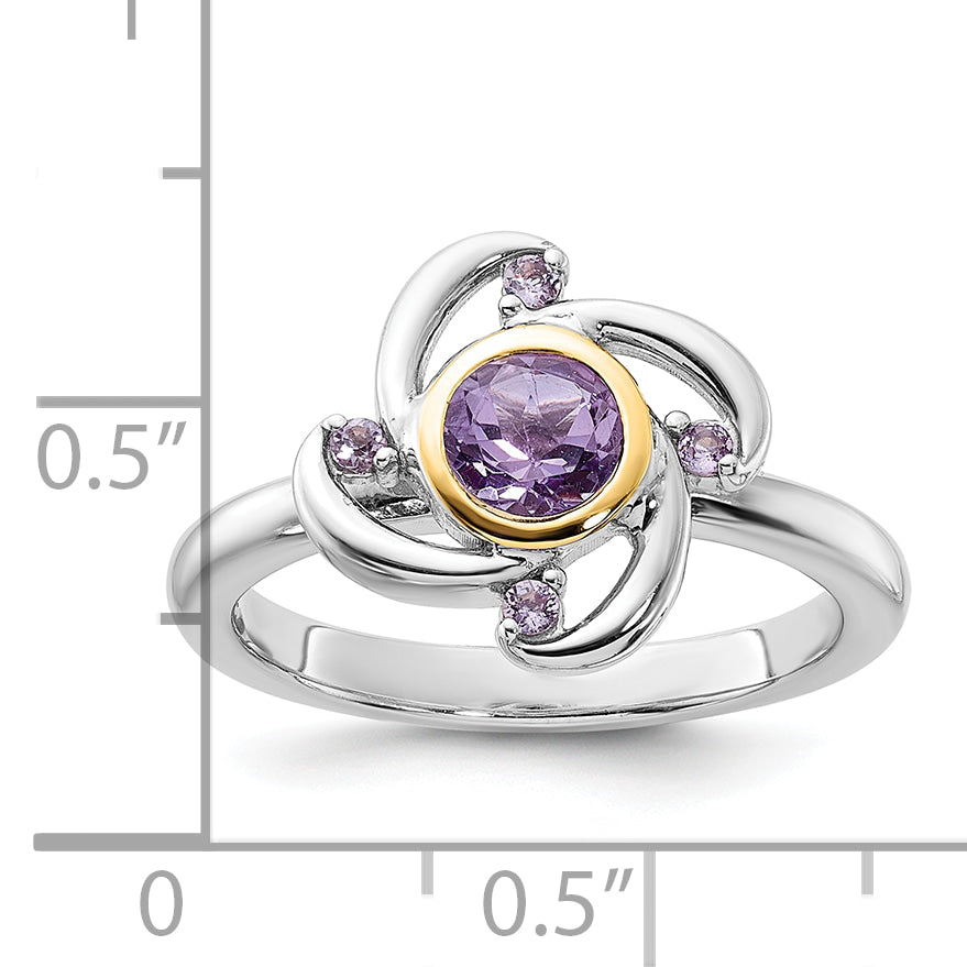 Shey Couture Sterling Silver Rhodium-plated with 14k Accent Amethyst and Pink Quartz Ring