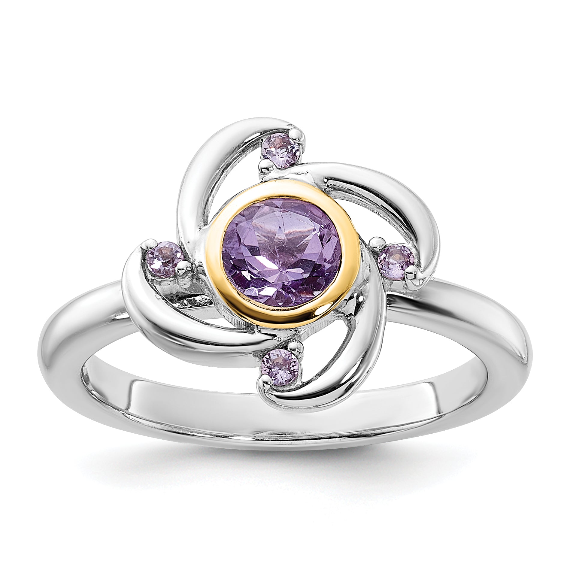 Shey Couture Sterling Silver Rhodium-plated with 14k Accent Amethyst and Pink Quartz Ring Main image