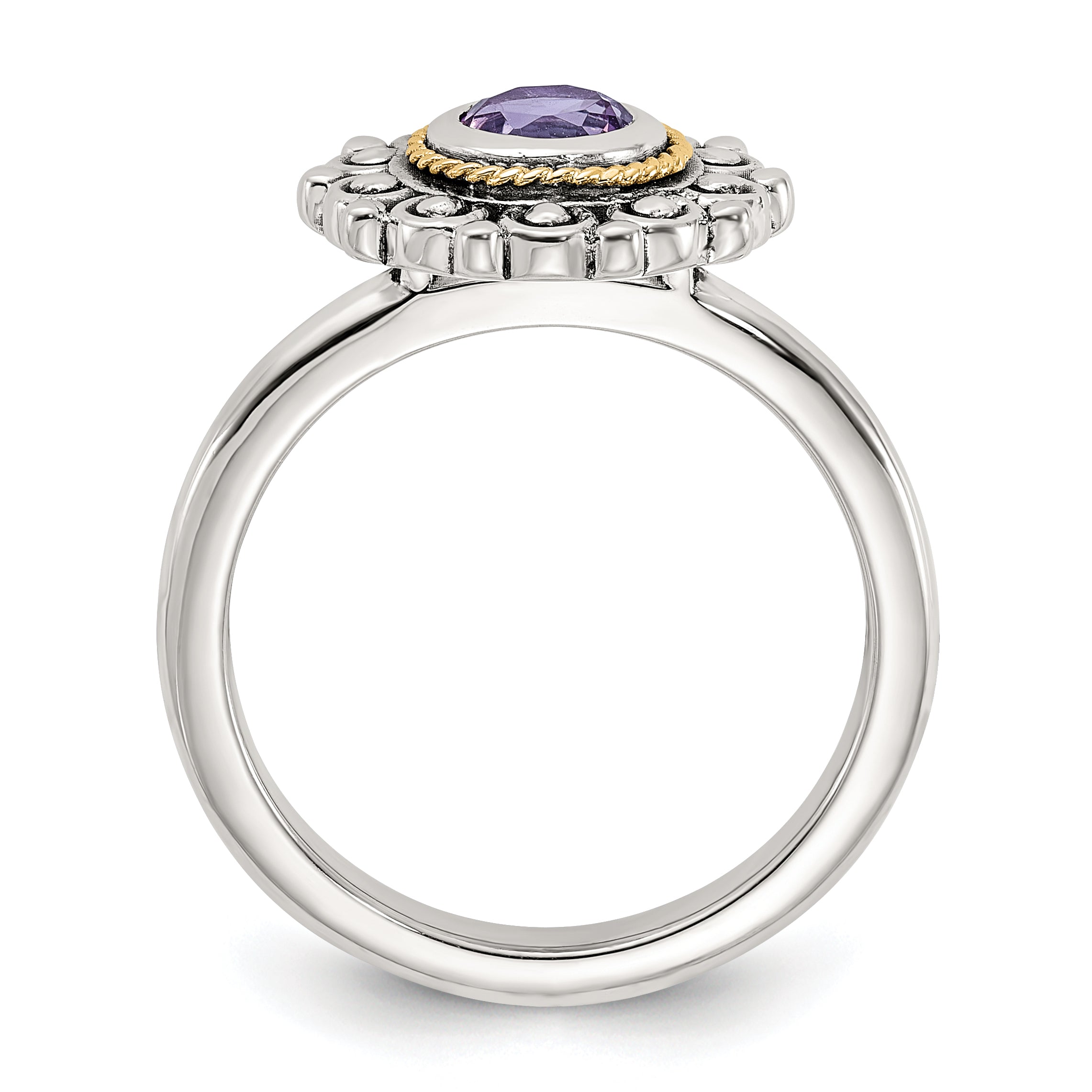 Shey Couture Sterling Silver with 14k Accent Antiqued Amethyst Ring Secondary image