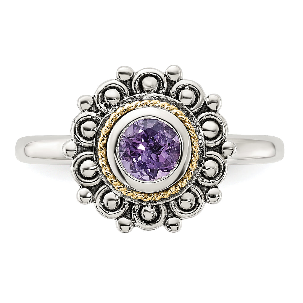 Shey Couture Sterling Silver with 14k Accent Antiqued Amethyst Ring
