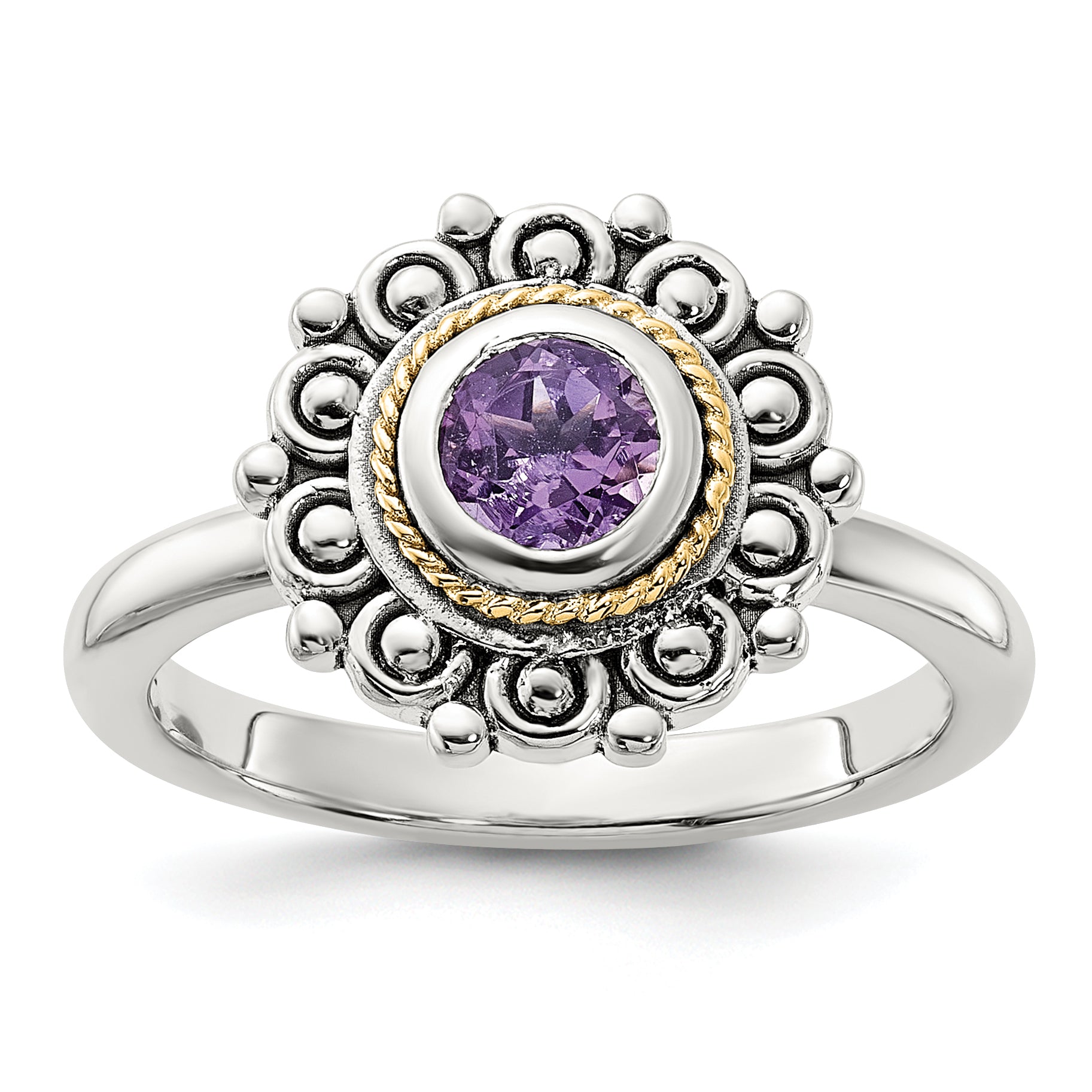 Shey Couture Sterling Silver with 14k Accent Antiqued Amethyst Ring Main image