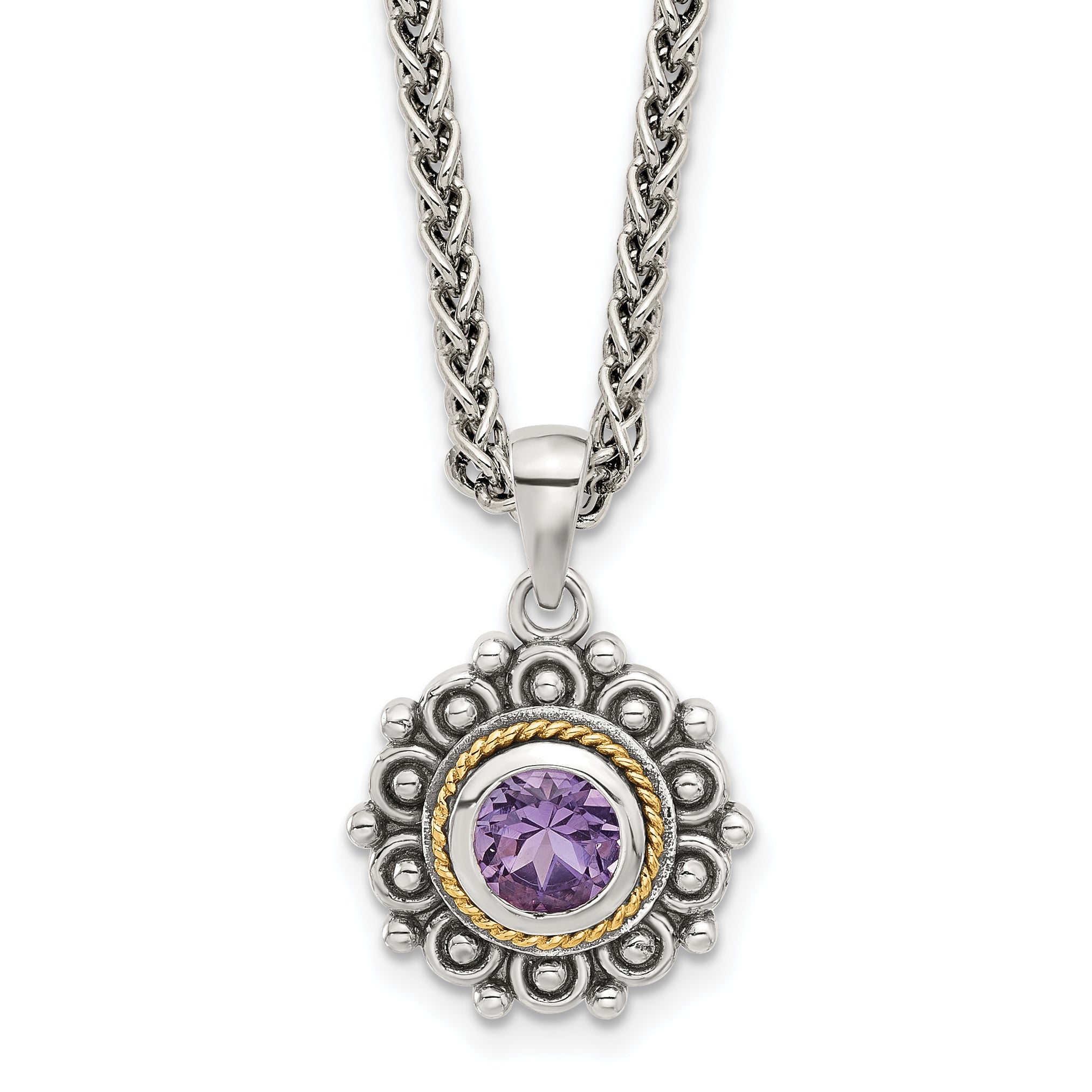 Shey Couture Sterling Silver with 14k Accent Antiqued Amethyst 18 inch Necklace Main image