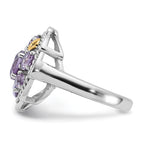 Shey Couture Sterling Silver Rhodium-plated with 14k Accent .78Amethyst / 1.0Pink Quartz / .06White Topaz Ring