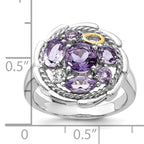 Shey Couture Sterling Silver Rhodium-plated with 14k Accent .78Amethyst / 1.0Pink Quartz / .06White Topaz Ring
