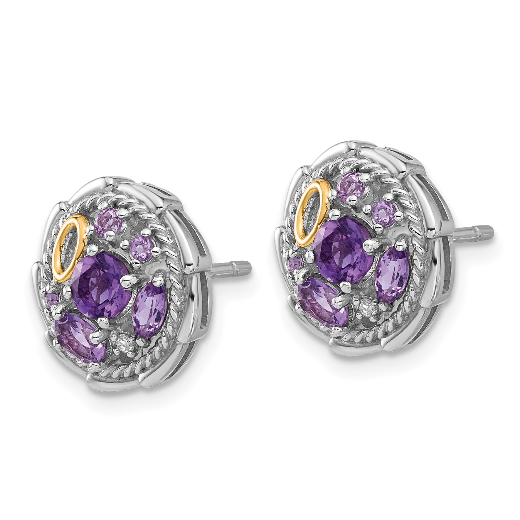 Shey Couture Sterling Silver Rhodium-plated with 14k Accent .54Amethyst / .63 Pink Quartz / .03 White Topaz Earrings Secondary image