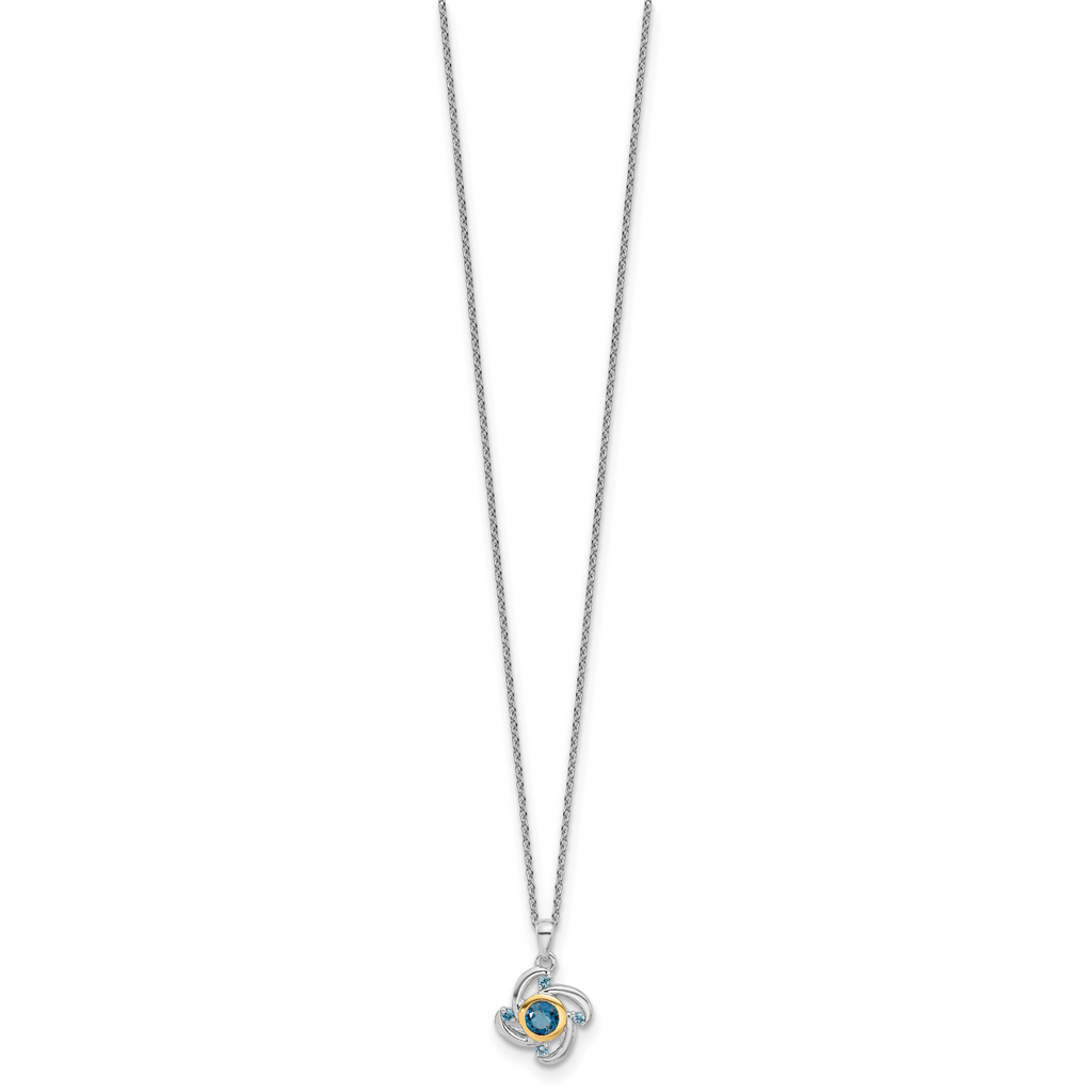 Shey Couture Sterling Silver Rhodium-Plated with 14K Accent .51London Blue Topaz / .08SwiSterling Silver Blue Topaz 18 inch N