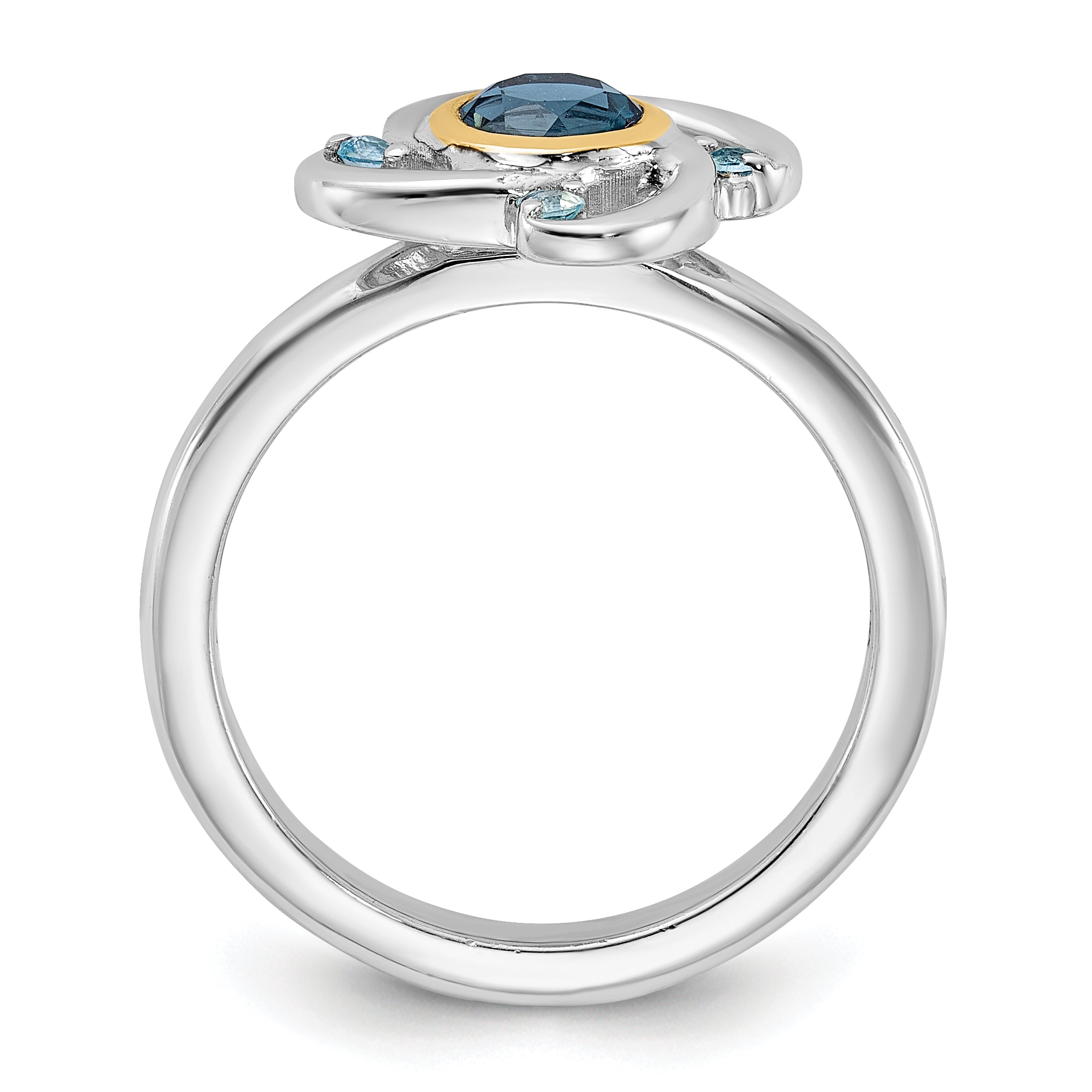 Shey Couture Sterling Silver Rhodium-plated with 14k Accent .69 London Blue Topaz / .08 Swiss Blue Topaz Ring