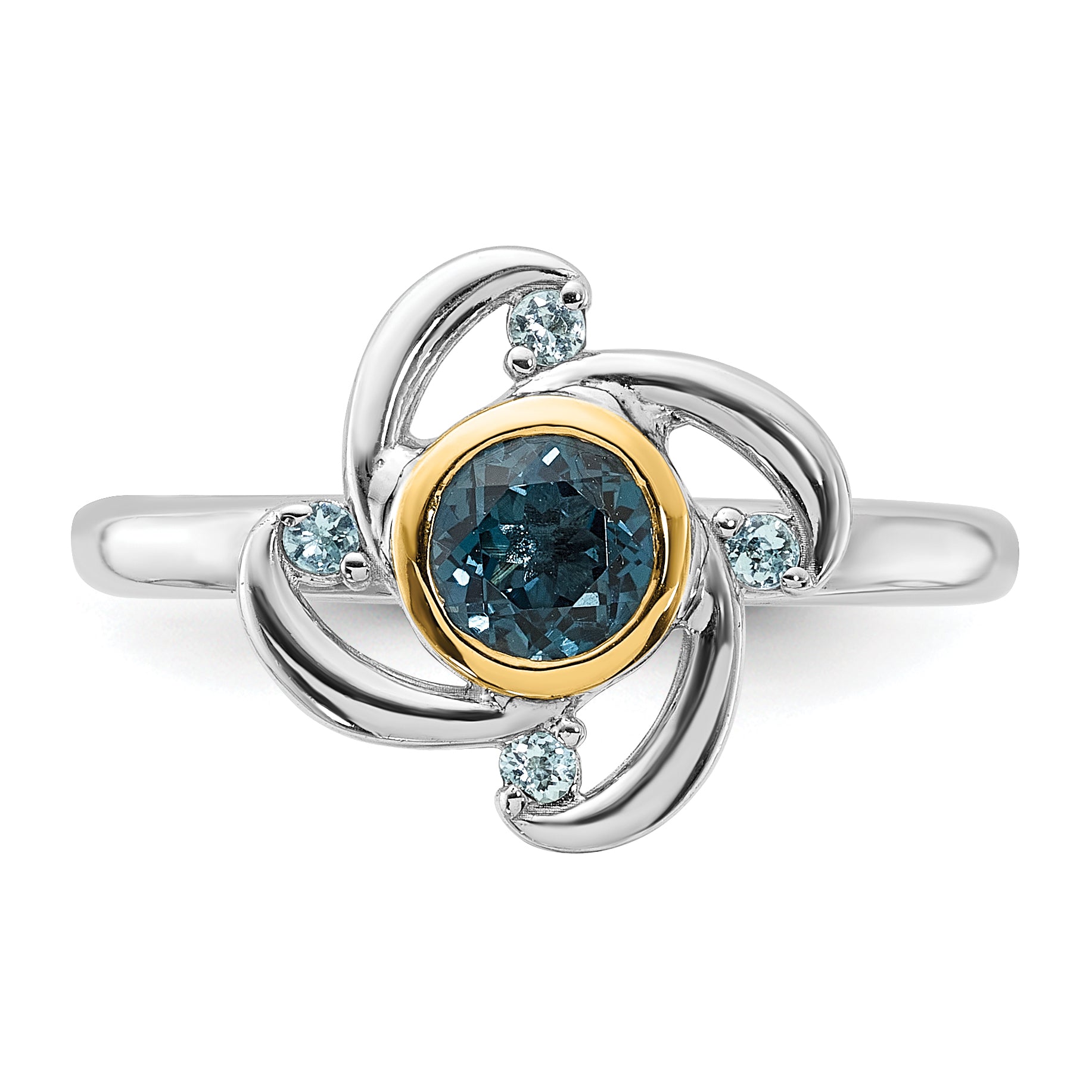 Shey Couture Sterling Silver Rhodium-plated with 14k Accent .69 London Blue Topaz / .08 Swiss Blue Topaz Ring