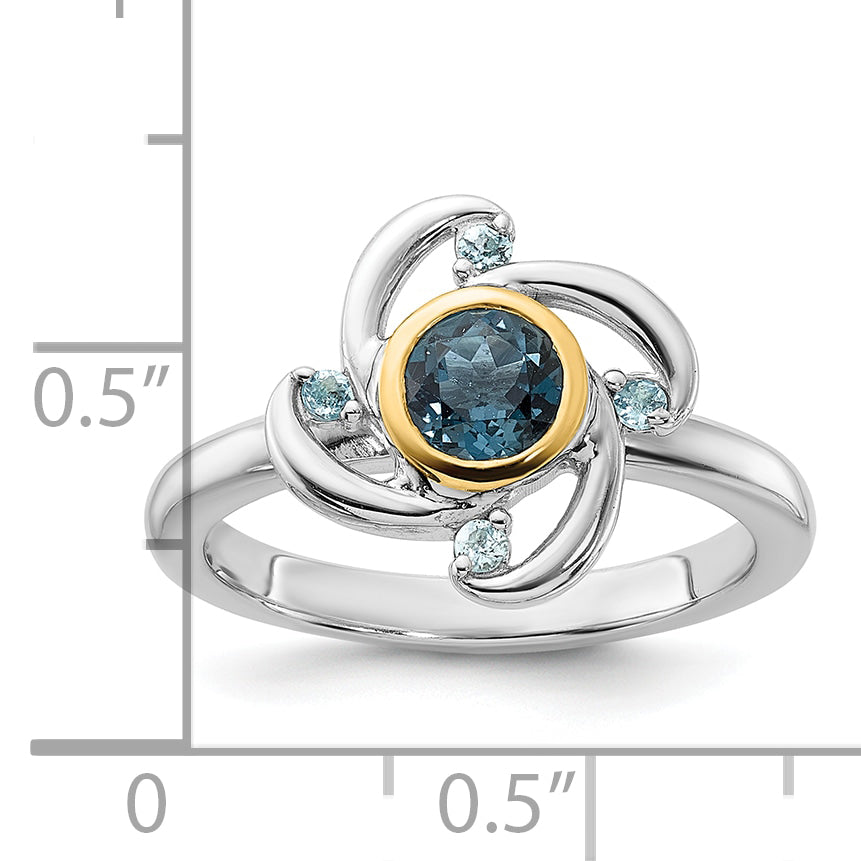 Shey Couture Sterling Silver Rhodium-plated with 14k Accent .69 London Blue Topaz / .08 Swiss Blue Topaz Ring