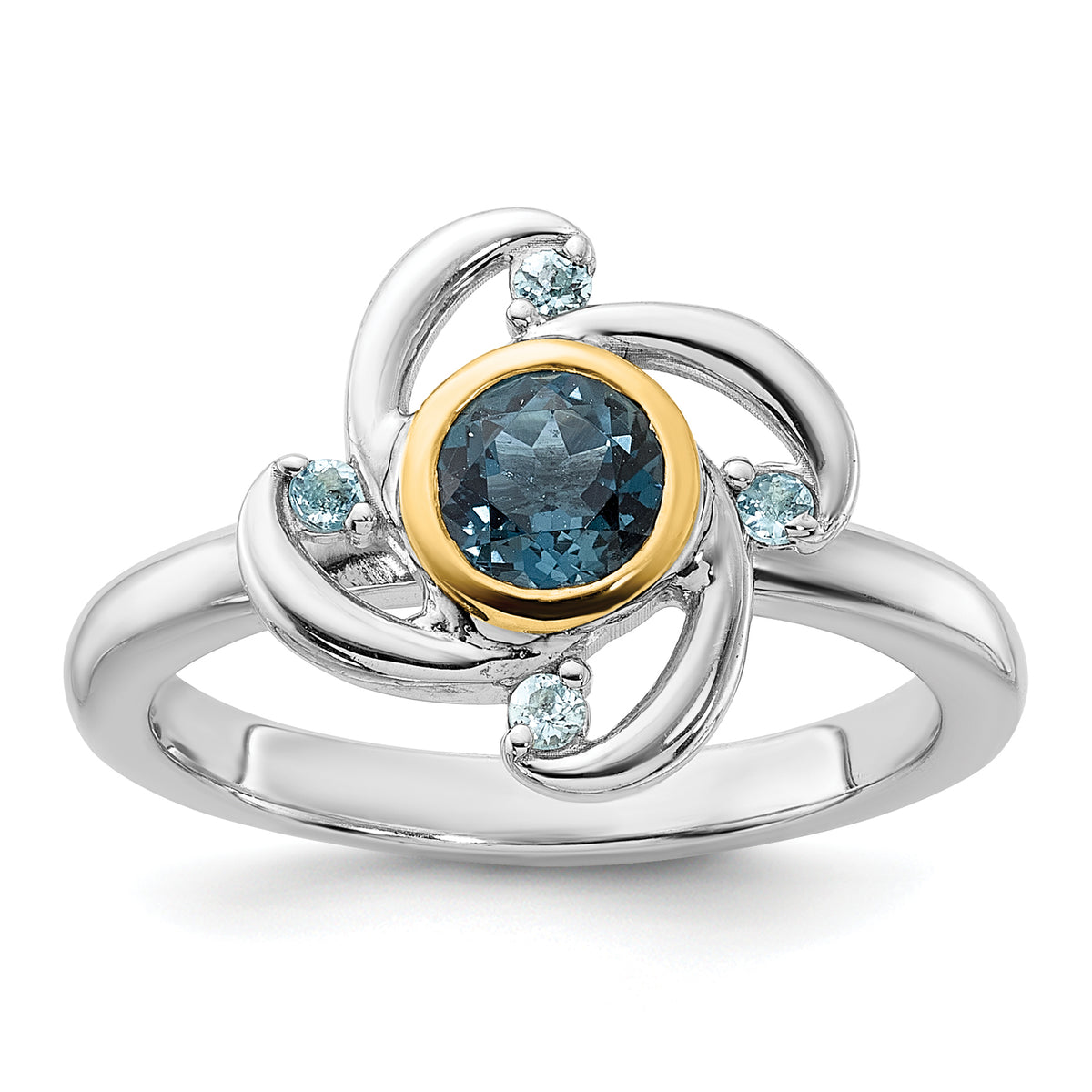 Shey Couture Sterling Silver Rhodium-plated with 14k Accent .69 London Blue Topaz / .08 Swiss Blue Topaz Ring