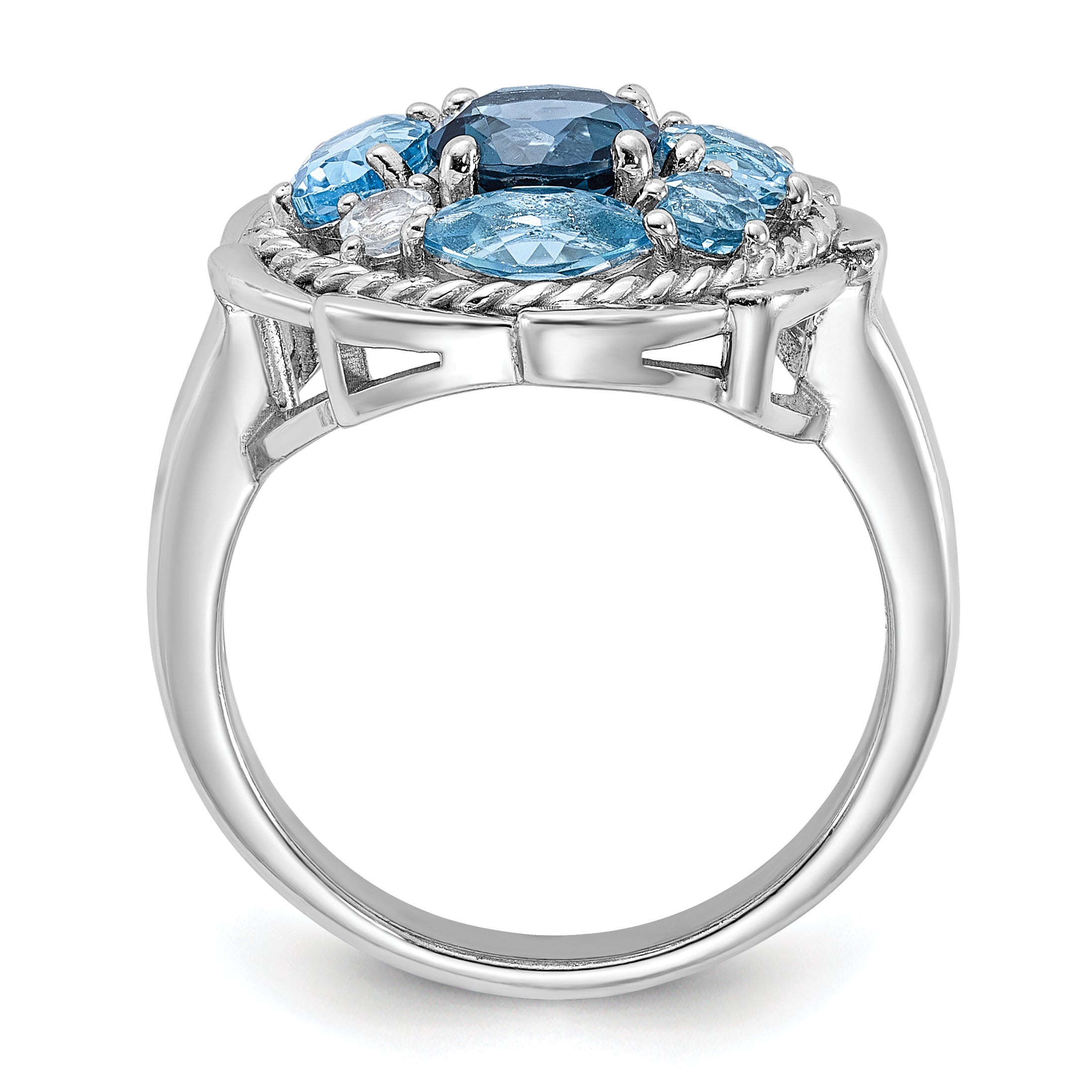 Shey Couture Sterling Silver Rhodium-plated with 14k Accent 1.36 Swiss Blue Topaz / 1.05 London Blue Topaz / .08 White Topaz Ring Secondary image