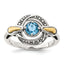 Shey Couture Sterling Silver Antiqued with 14k Accent Light Swiss Blue Topaz Ring