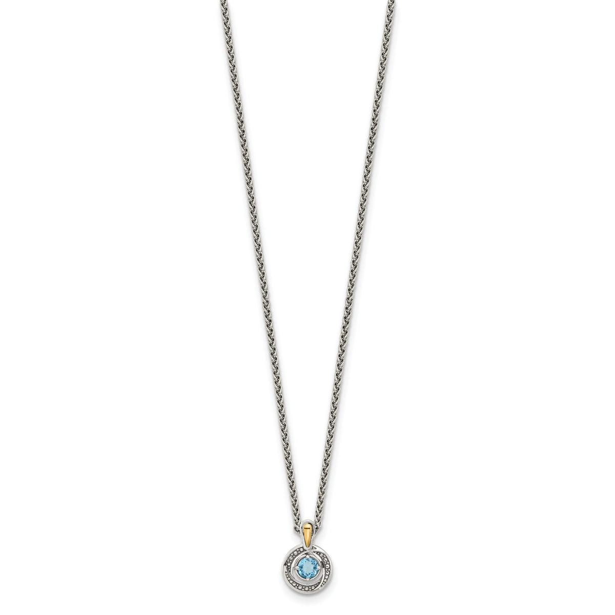 Light Swiss Blue Topaz Necklace in Sterling Silver, Antiqued, 18 Inch - Sophia Jewelers Main image