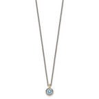 Shey Couture Sterling Silver Antiqued with 14k Accent Light SwiSterling Silver Blue Topaz 18 inch Necklace