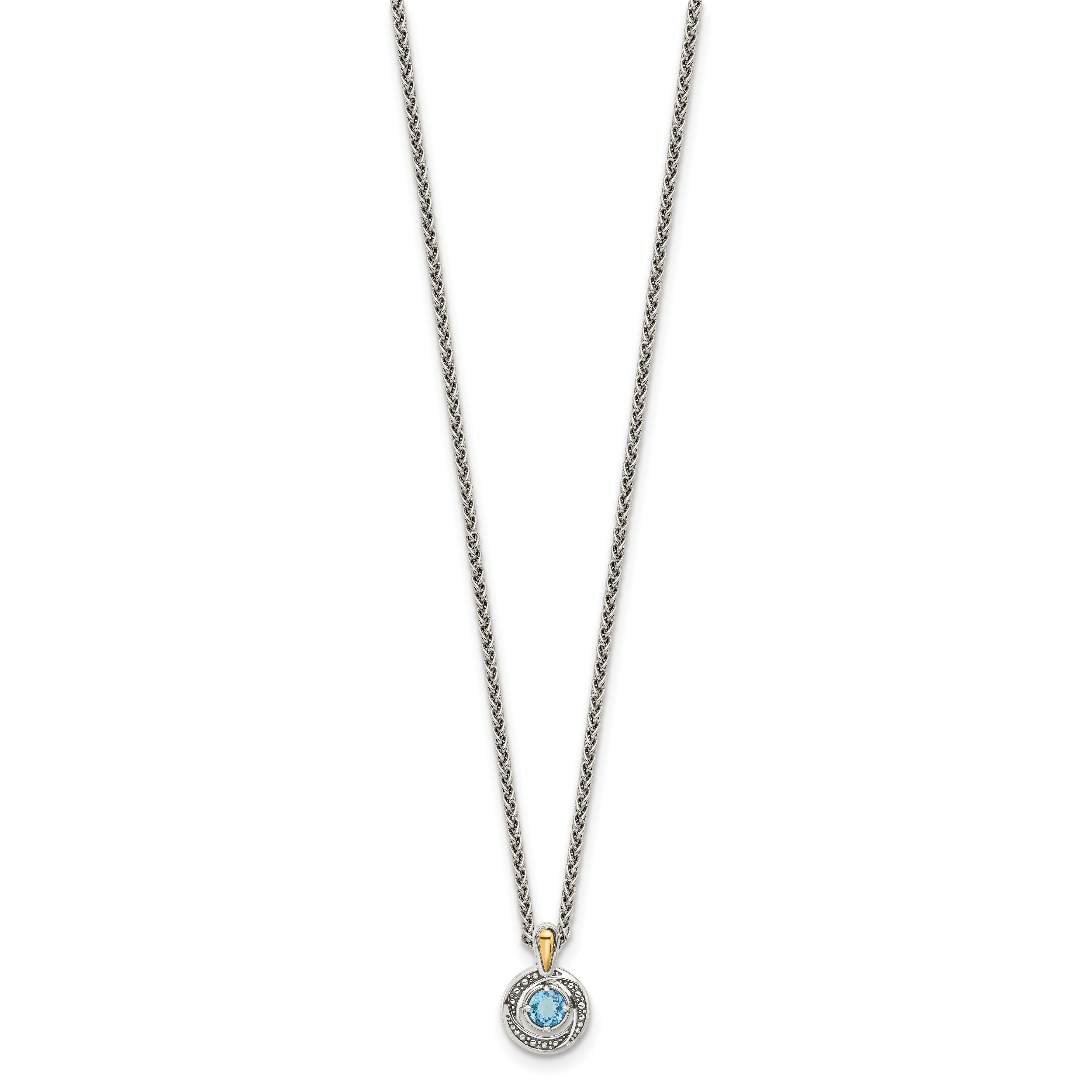 Shey Couture Sterling Silver Antiqued with 14k Accent Light SwiSterling Silver Blue Topaz 18 inch Necklace