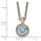 Shey Couture Sterling Silver Antiqued with 14k Accent Light SwiSterling Silver Blue Topaz 18 inch Necklace