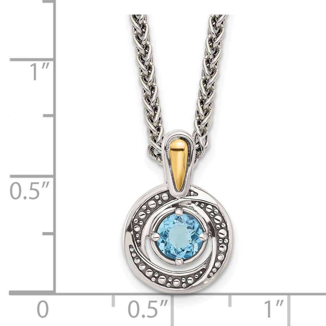 Shey Couture Sterling Silver Antiqued with 14k Accent Light SwiSterling Silver Blue Topaz 18 inch Necklace