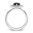 Shey Couture Sterling Silver Rhodium-Plated with 14k Accent .50 Onyx and .16 SwiSterling Silver Blue Topaz Ring