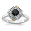 Shey Couture Sterling Silver Rhodium-Plated with 14k Accent .50 Onyx and .16 SwiSterling Silver Blue Topaz Ring