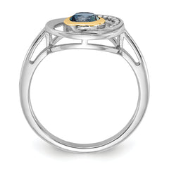 Shey Couture Sterling Silver Rhodium-plated with 14k Accent London Blue Topaz Ring