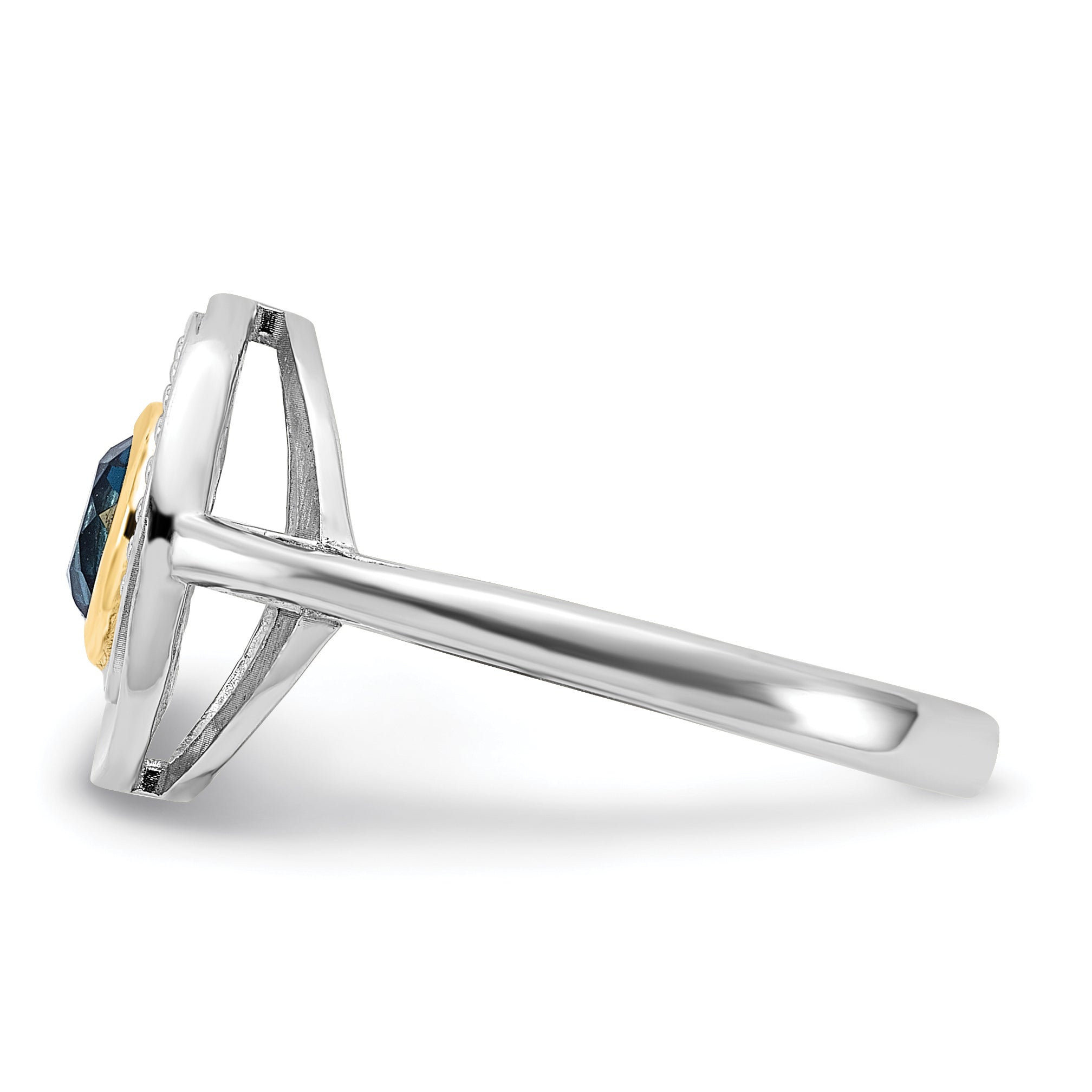 Shey Couture Sterling Silver Rhodium-plated with 14k Accent London Blue Topaz Ring