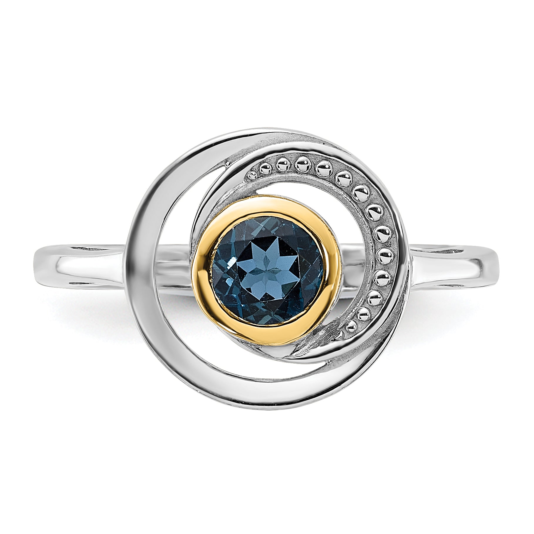 Shey Couture Sterling Silver Rhodium-plated with 14k Accent London Blue Topaz Ring
