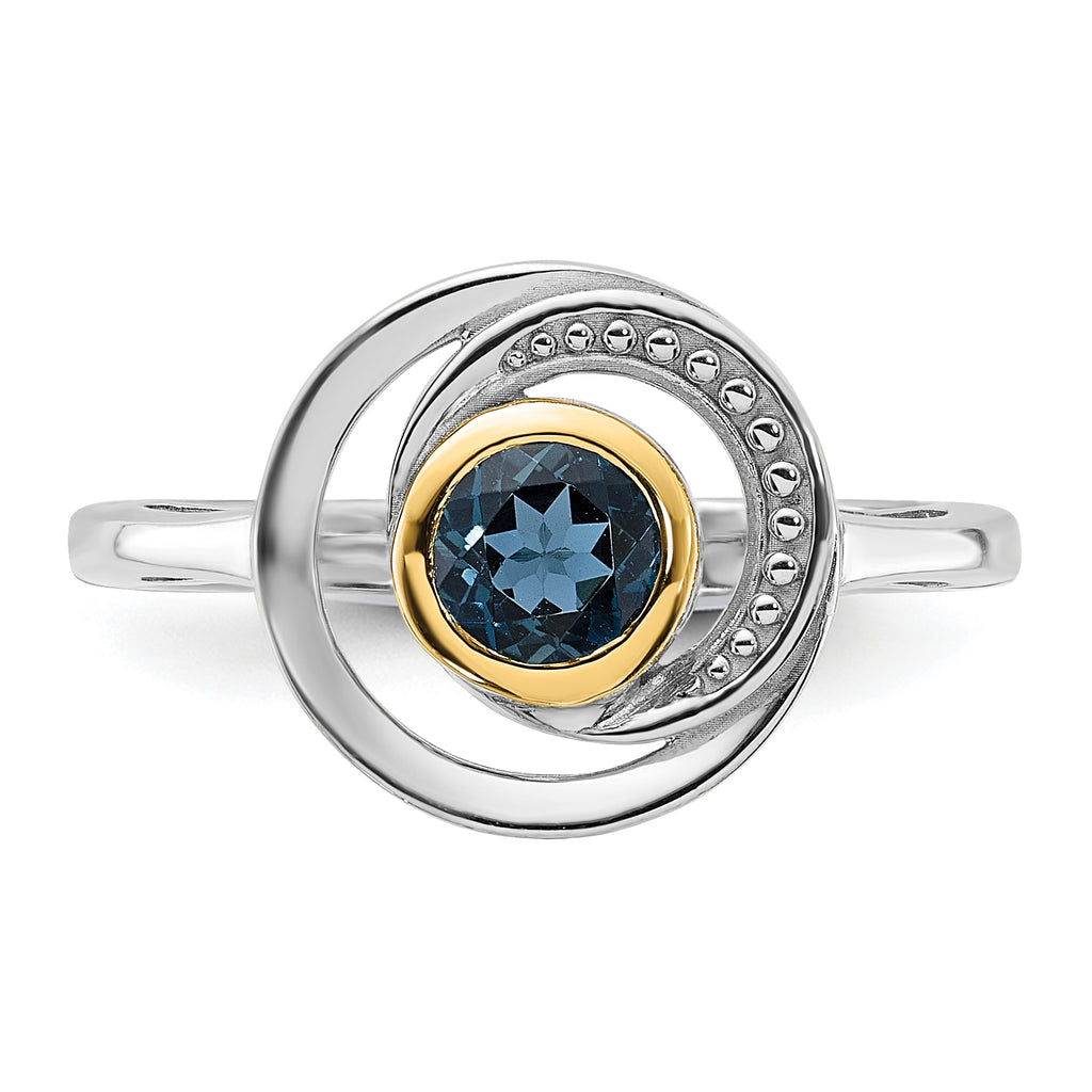 Shey Couture Sterling Silver Rhodium-plated with 14k Accent London Blue Topaz Ring