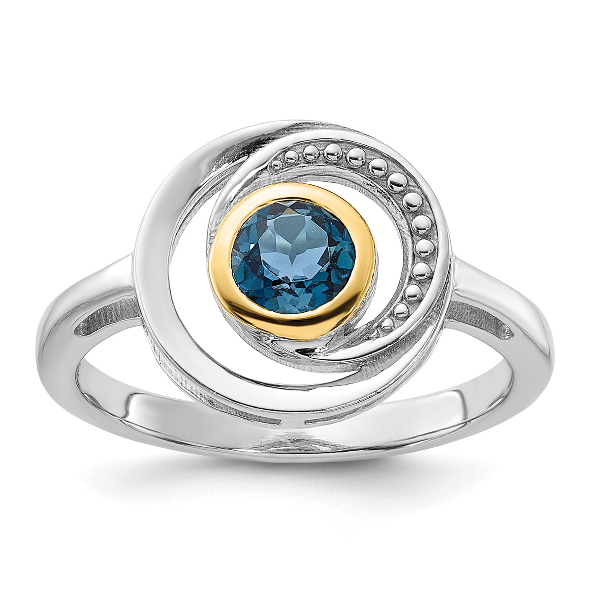 Shey Couture Sterling Silver Rhodium-plated with 14k Accent London Blue Topaz Ring